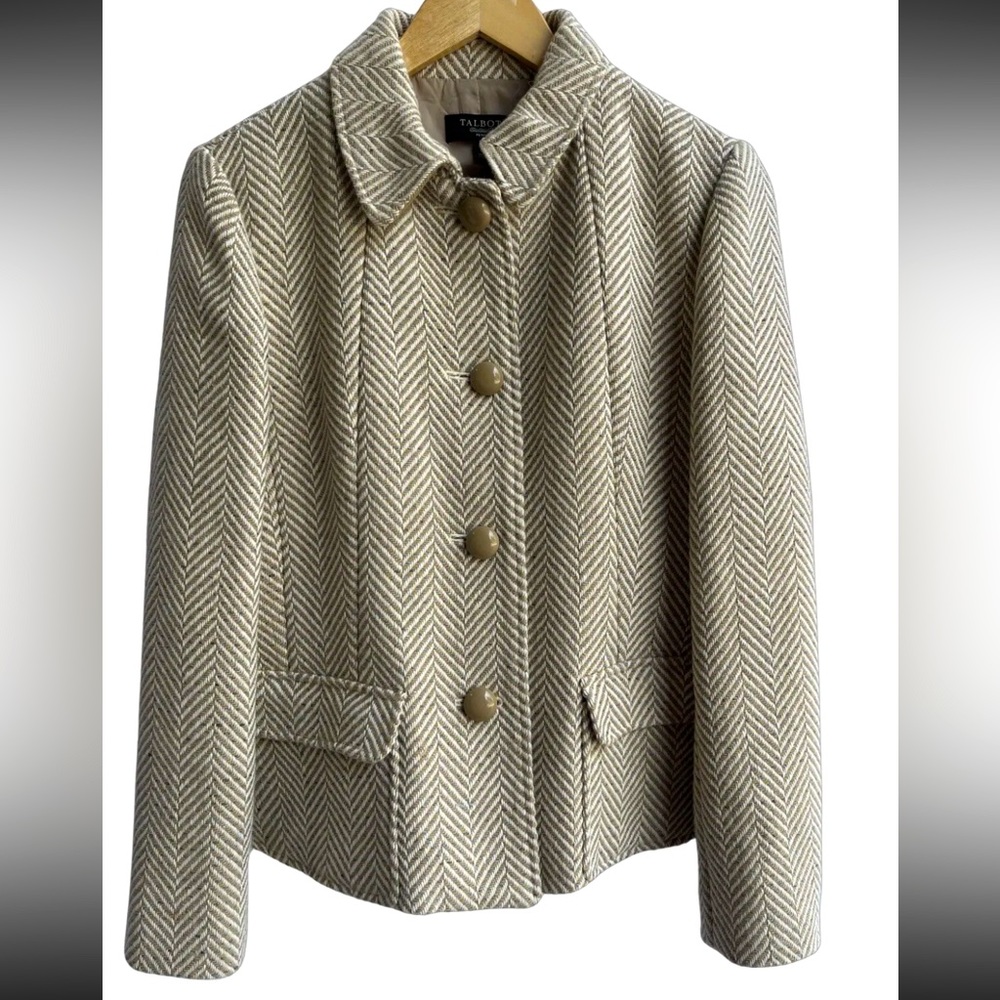 Talbots Classic Shetland Bicolor Herringbone Wool Blend Blazer Jacket